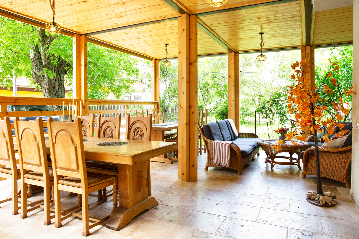 Terrace with mountain views at Casa Decebal